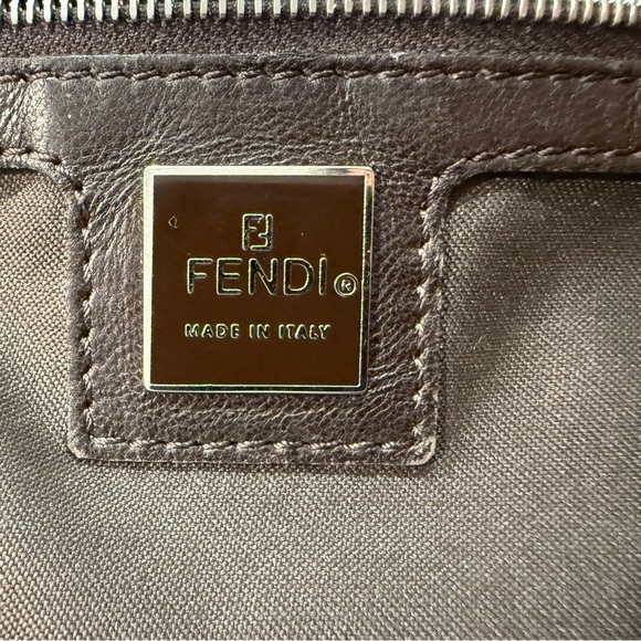 Authentic FENDI Pequin Crossbody Messenger Bag Brown Striped Canvas Vintage - Picture 11 of 13